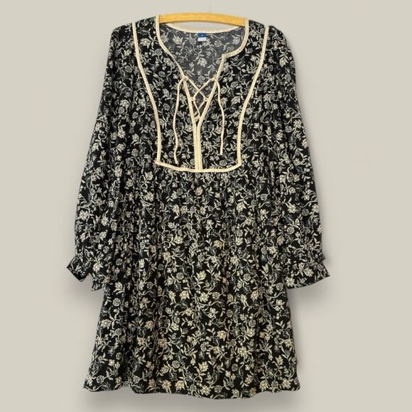 Old Navy Long-Sleeve Boho Mini Dress Size Medium - Picture 1 of 7